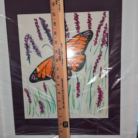 Original Watercolor Painting Monarch Butterfly on Lavender Kentucky Framed 18x22 - Picture 2 of 6